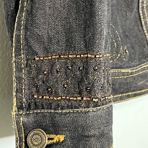 Laura Ashley Embellished Denim Jean Jacket- Small Petite - Picture 10 of 15